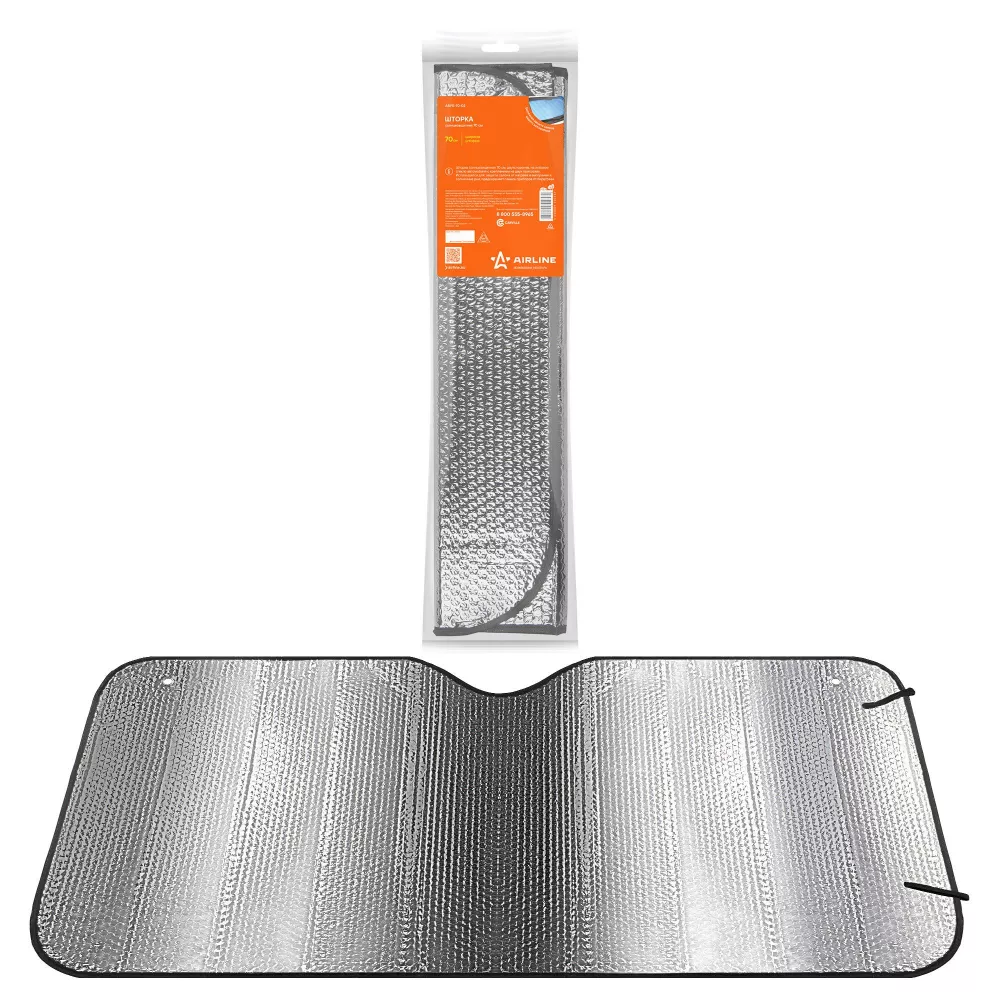 Шторка солнцезащитная 70*135см на лобовое стекло, 140г/м2, серая - Артикул ASPS7002 - Производитель Airline - Фото, Отзывы, Цены 