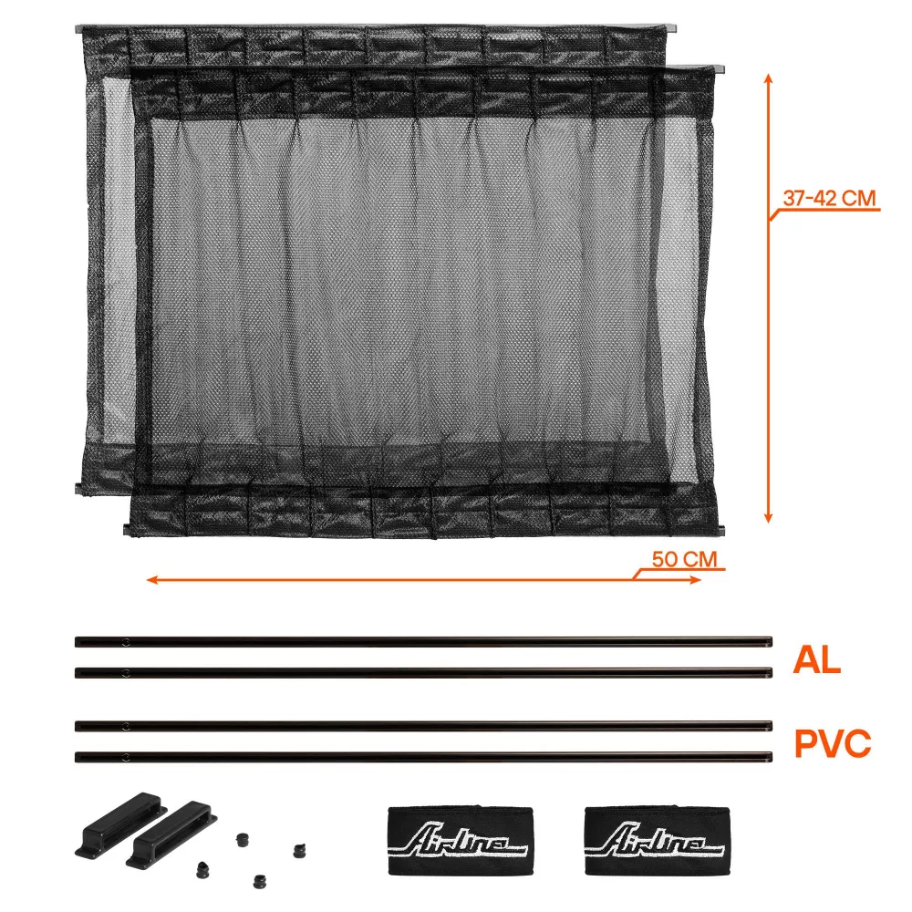 Шторки солнцезащитные раздвижные S (Д*В: 50*37-42см), цвет черный - Артикул ASPSS05 - Производитель Airline - Фото, Отзывы, Цены 