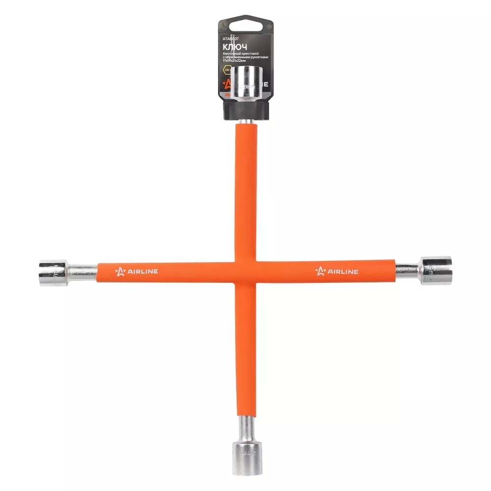 Ключ баллонный крестовой 17х19х21х22мм PRO, 400мм, обрезиненные рукоятки - Артикул ATAB037 - Производитель Airline - Фото, Отзывы, Цены 