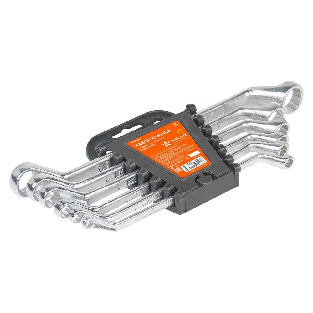 Набор ключей накидных с изгибом 6пр. (6х7мм-17х19мм) холдер - Артикул ATAH013 - Производитель Airline - Фото, Отзывы, Цены 