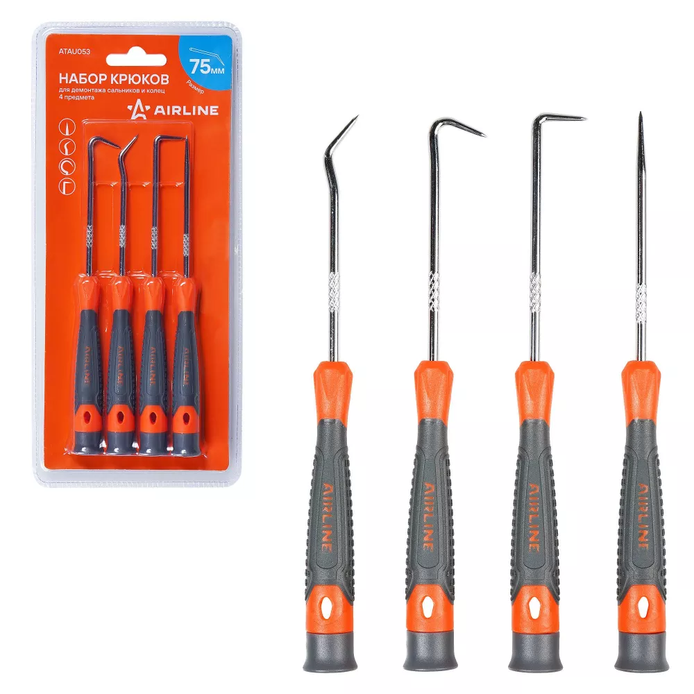 Набор крюков для демонтажа сальников и колец 4пр. - Артикул ATAU053 - Производитель Airline - Фото, Отзывы, Цены 