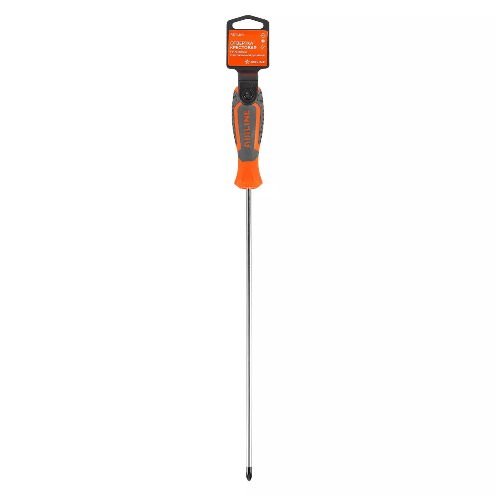 Отвертка крестовая PH2x300мм, магнитный наконечник, пласт.подвес - Артикул ATAV204 - Производитель Airline - Фото, Отзывы, Цены 