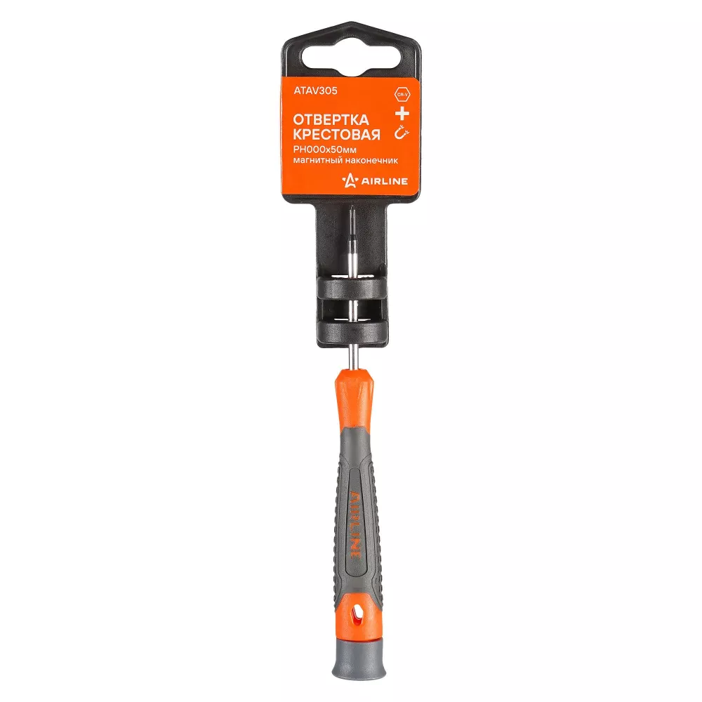 Отвертка крестовая PH000x50мм, магнитный наконечник, пласт.подвес - Артикул ATAV305 - Производитель Airline - Фото, Отзывы, Цены 