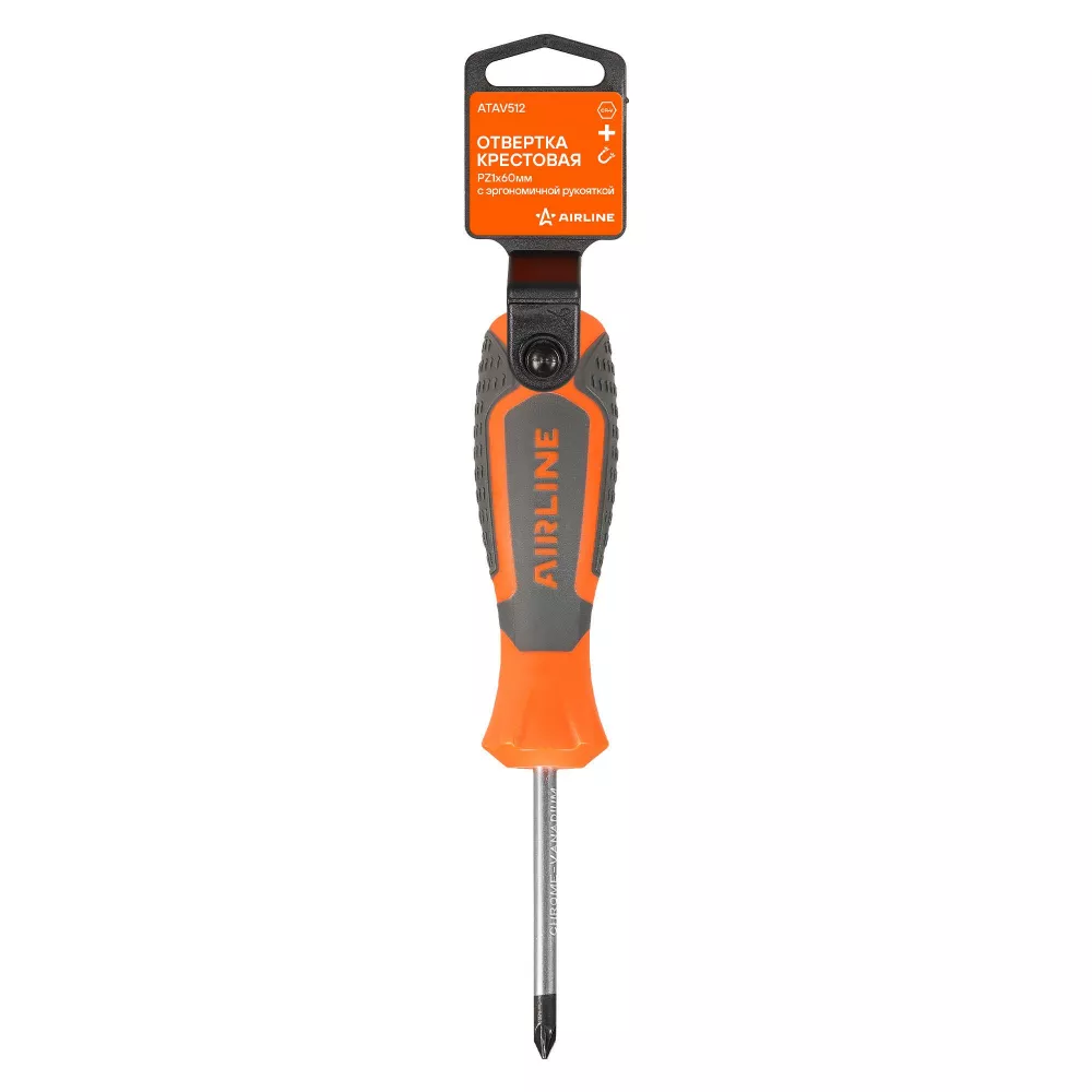 Отвертка крестовая PZ1x60мм, магнитный наконечник, пласт.подвес - Артикул ATAV512 - Производитель Airline - Фото, Отзывы, Цены 