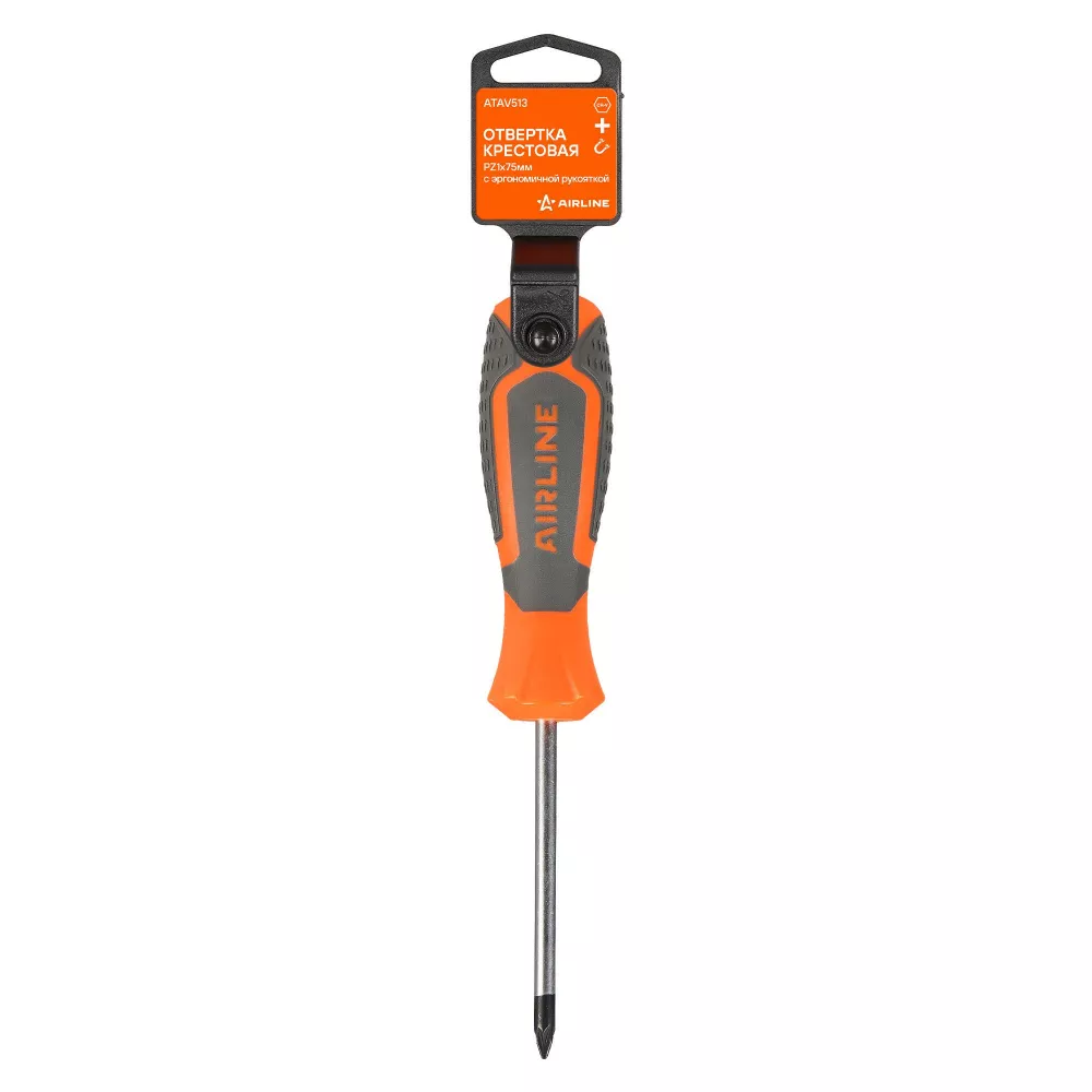 Отвертка крестовая PZ1x75мм, магнитный наконечник, пласт.подвес - Артикул ATAV513 - Производитель Airline - Фото, Отзывы, Цены 