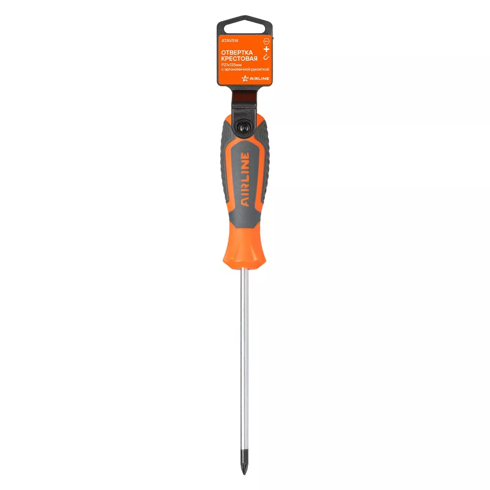 Отвертка крестовая PZ1x125мм, магнитный наконечник, пласт.подвес - Артикул ATAV514 - Производитель Airline - Фото, Отзывы, Цены 