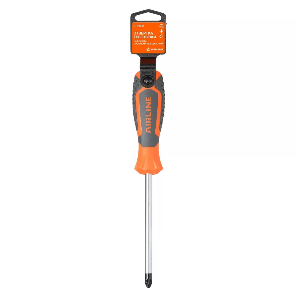 Отвертка крестовая PZ3x125мм, магнитный наконечник, пласт.подвес - Артикул ATAV531 - Производитель Airline - Фото, Отзывы, Цены 