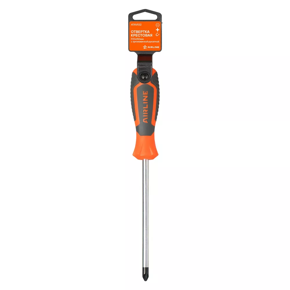Отвертка крестовая PZ3x150мм, магнитный наконечник, пласт.подвес - Артикул ATAV532 - Производитель Airline - Фото, Отзывы, Цены 