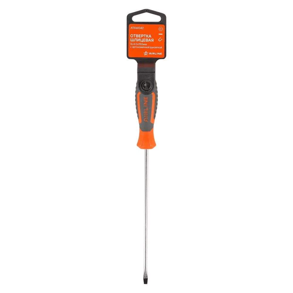 Отвертка шлицевая SL4.0x150мм, магнитный наконечник, пласт.подвес - Артикул ATAW042 - Производитель Airline - Фото, Отзывы, Цены 