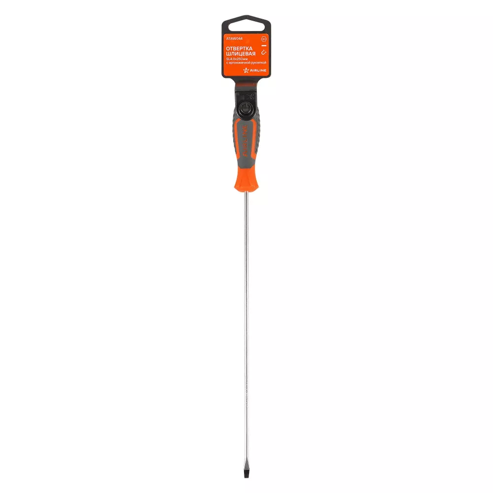 Отвертка шлицевая SL4.0x250мм, магнитный наконечник, пласт.подвес - Артикул ATAW044 - Производитель Airline - Фото, Отзывы, Цены 