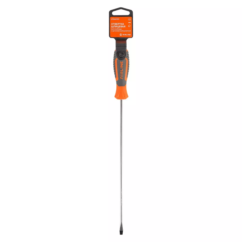 Отвертка шлицевая SL5.0x250мм, магнитный наконечник, пласт.подвес - Артикул ATAW055 - Производитель Airline - Фото, Отзывы, Цены 