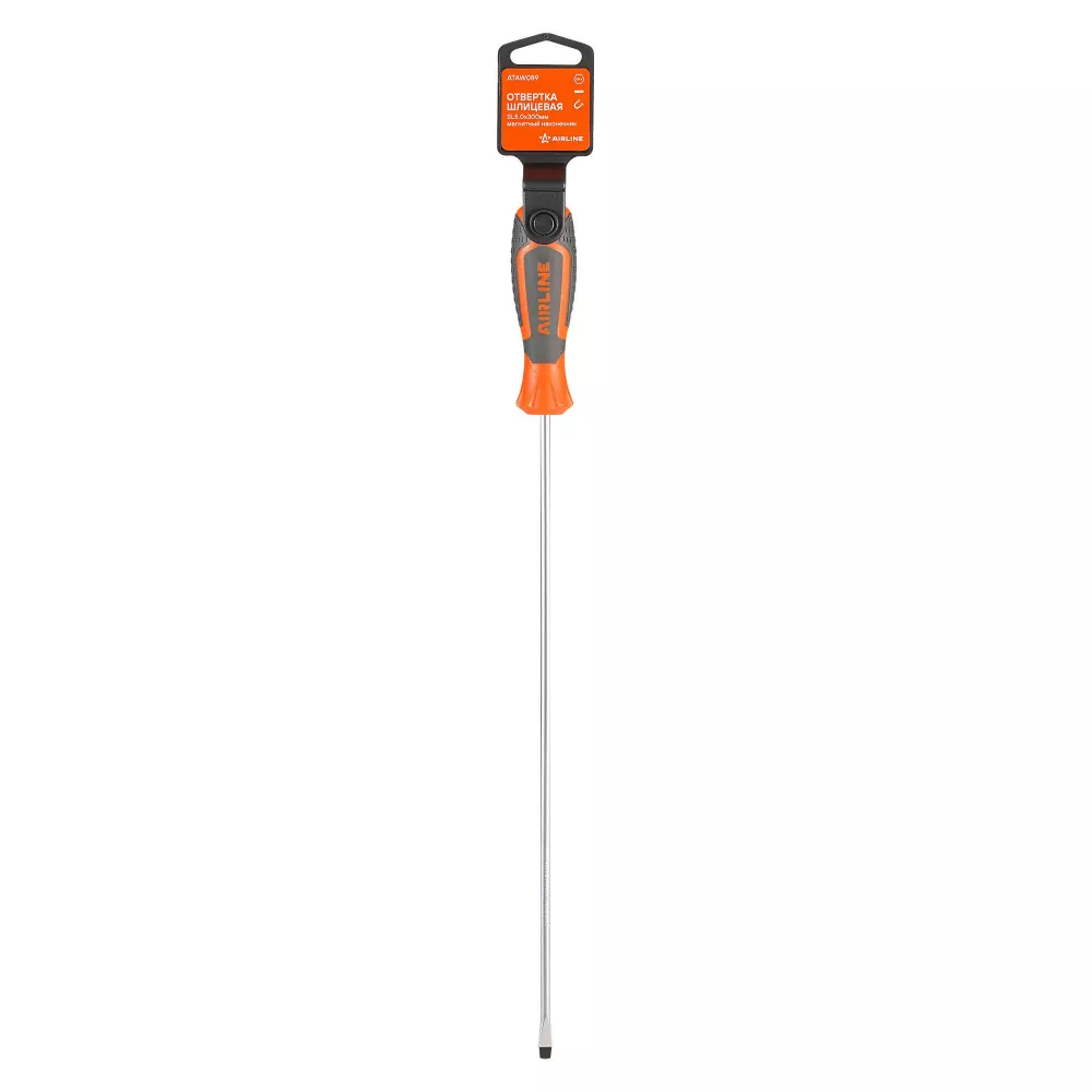 Отвертка шлицевая SL5.0x300мм, магнитный наконечник, пласт.подвес - Артикул ATAW089 - Производитель Airline - Фото, Отзывы, Цены 