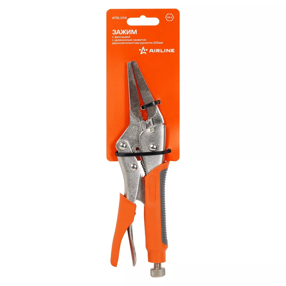 Зажим с фиксацией с удлиненным захватом двухкомпонентная рукоятка 225мм - Артикул ATBL004 - Производитель Airline - Фото, Отзывы, Цены 