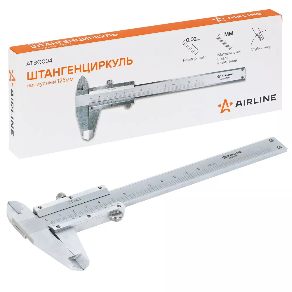 Штангенциркуль нониусный 125мм, шаг 0.02мм, стальной, глубиномер, кейс - Артикул ATBQ004 - Производитель Airline - Фото, Отзывы, Цены 