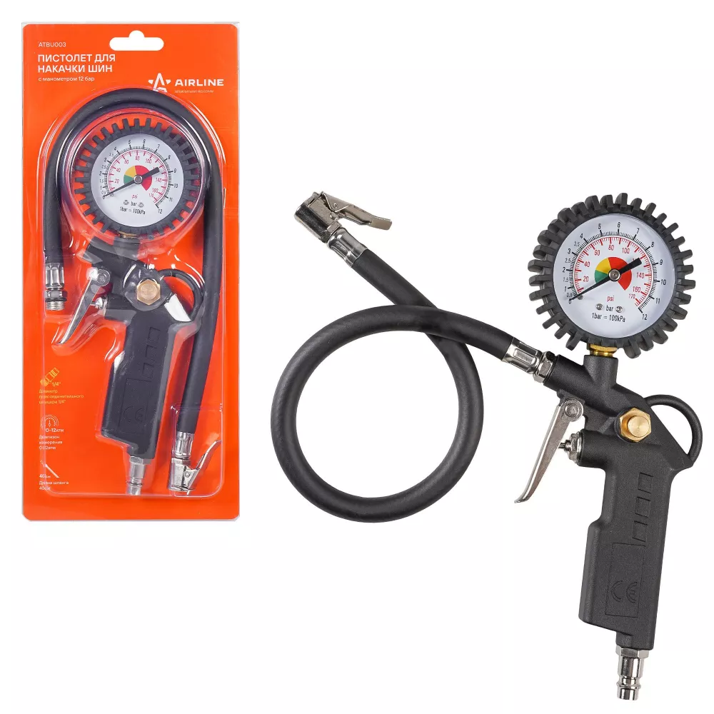 Пистолет для накачки шин 12 АТМ с манометром - Артикул ATBU003 - Производитель Airline - Фото, Отзывы, Цены 