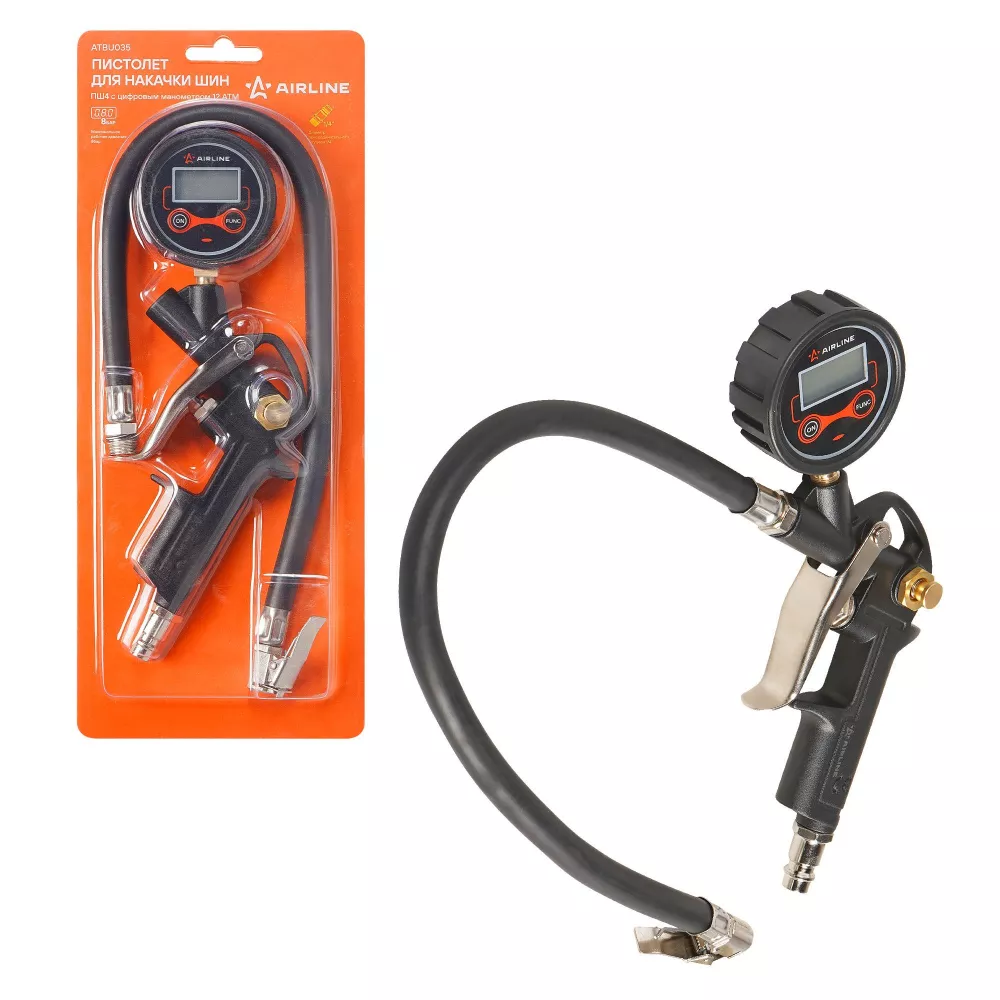 Пистолет для накачки шин ПШ4, 12 АТМ с цифровым манометром - Артикул ATBU035 - Производитель Airline - Фото, Отзывы, Цены 