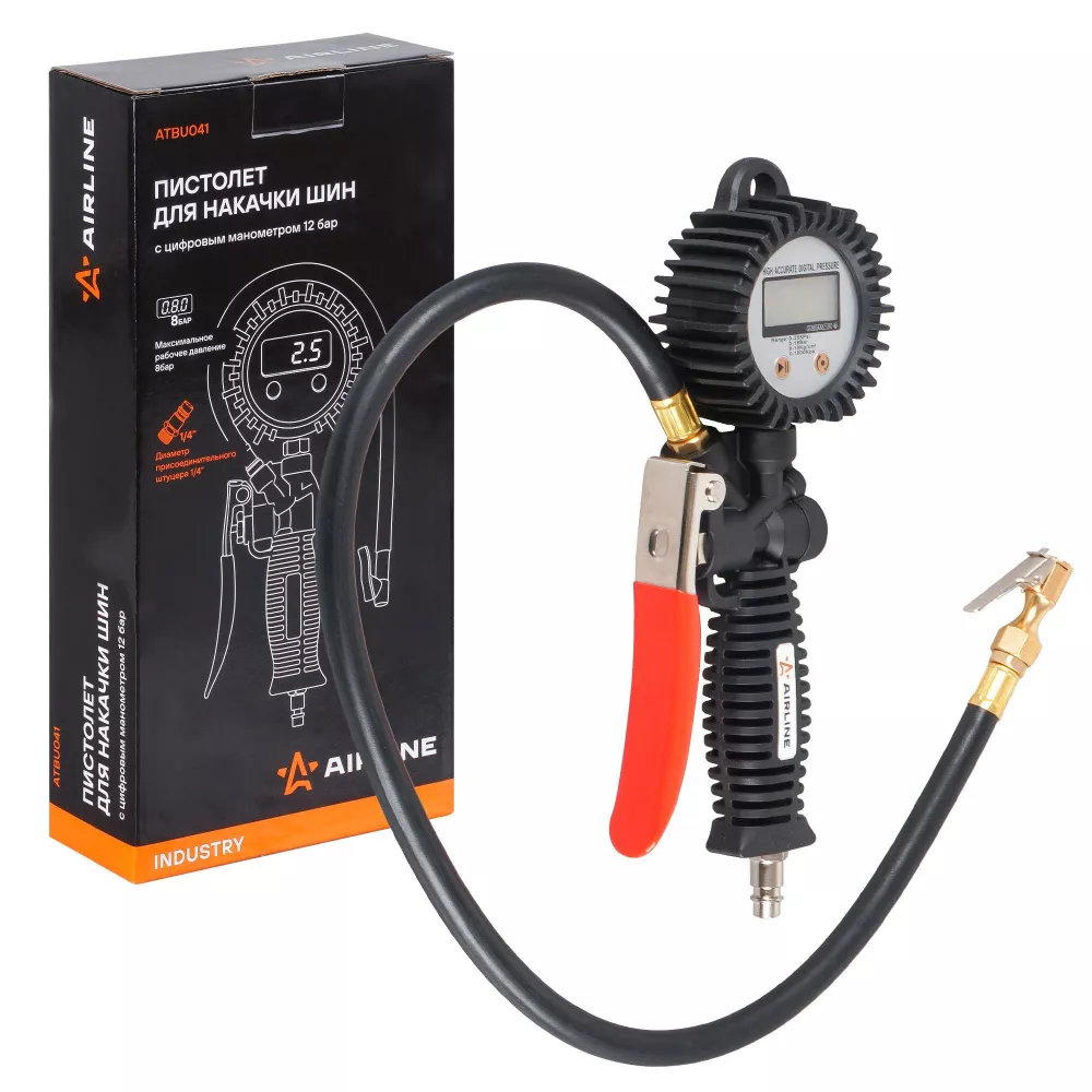 Пистолет для накачки шин 12 АТМ INDUSTRY с цифровым манометром - Артикул ATBU041 - Производитель Airline - Фото, Отзывы, Цены 