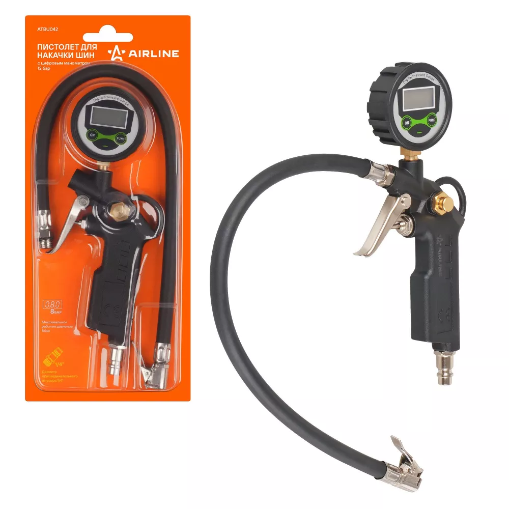 Пистолет для накачки шин 12 АТМ с цифровым манометром - Артикул ATBU042 - Производитель Airline - Фото, Отзывы, Цены 