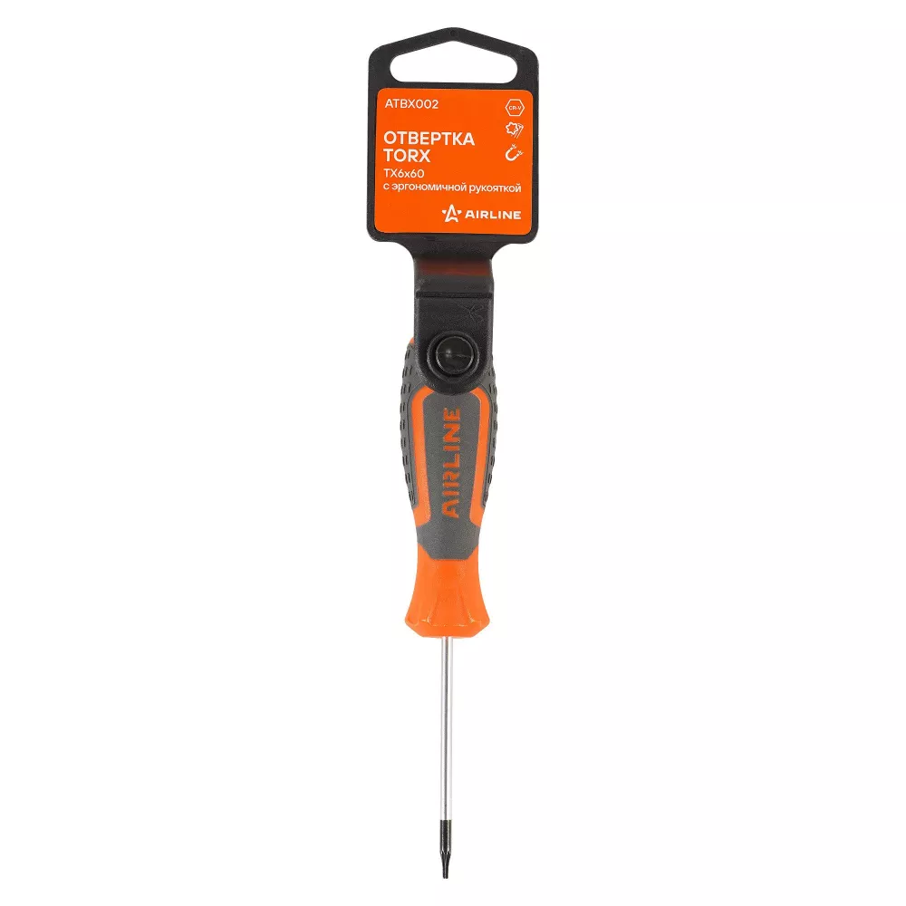 Отвертка TORX TX6x60, магнитный наконечник, пласт.подвес - Артикул ATBX002 - Производитель Airline - Фото, Отзывы, Цены 