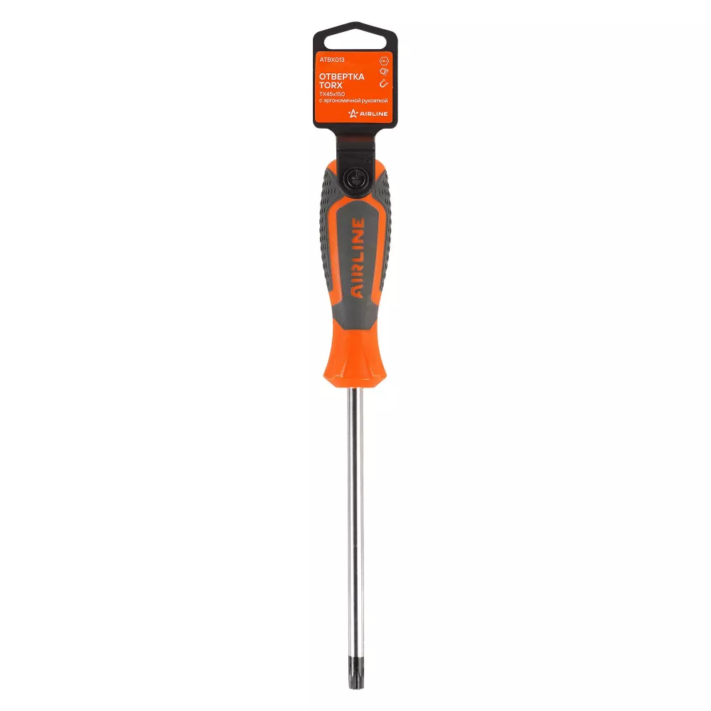 Отвертка TORX TX45x150мм, магнитный наконечник, пласт.подвес - Артикул ATBX013 - Производитель Airline - Фото, Отзывы, Цены 
