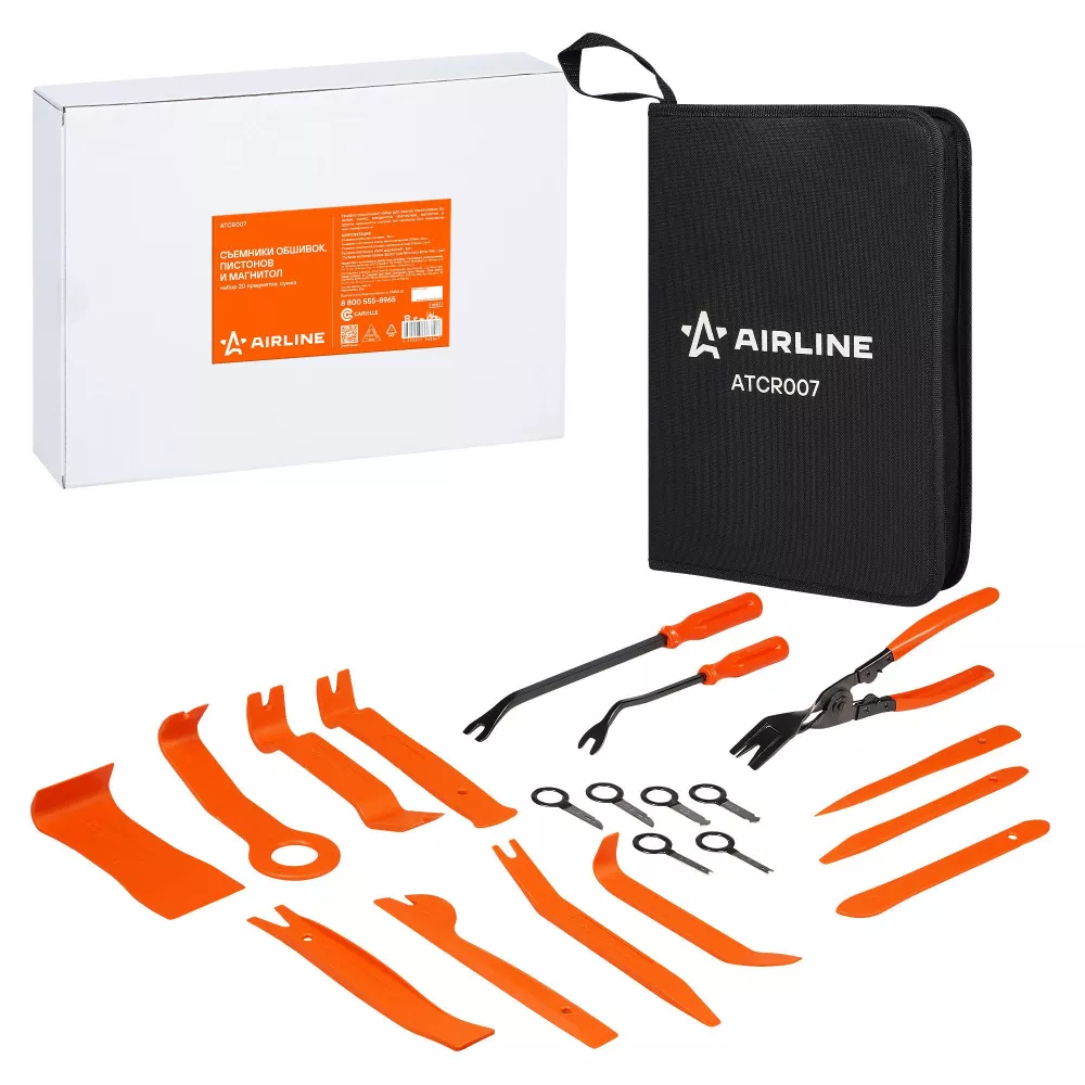 Съемники обшивок, пистонов и магнитол, набор 20пр., сумка - Артикул ATCR007 - Производитель Airline - Фото, Отзывы, Цены 