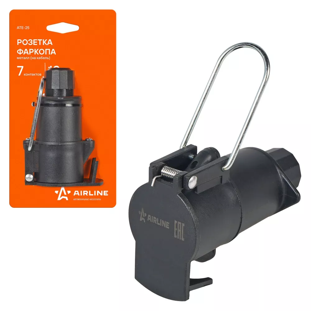 Розетка фаркопа 12В 7 контактов пластик (на кабель) - Артикул ATE25 - Производитель Airline - Фото, Отзывы, Цены 
