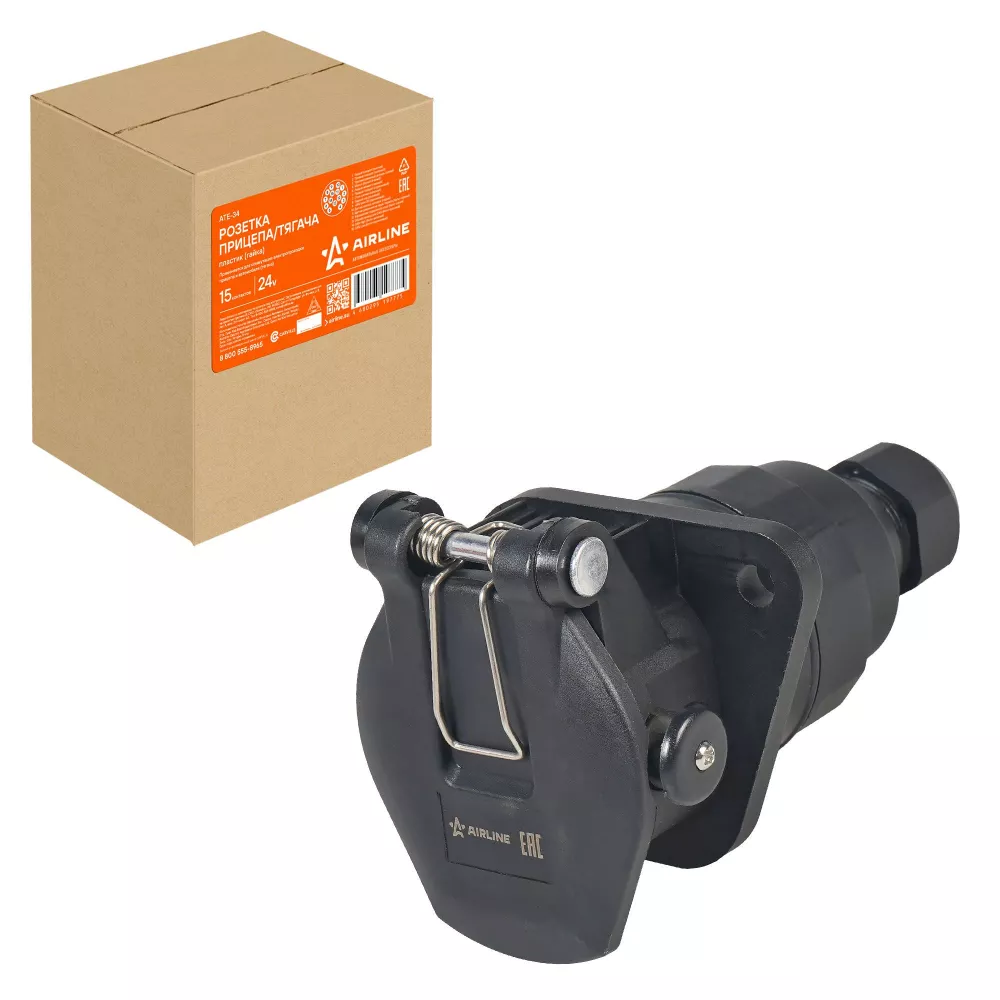 Розетка прицепа/тягача 24В 15 контактов пластик (гайка) - Артикул ATE34 - Производитель Airline - Фото, Отзывы, Цены 