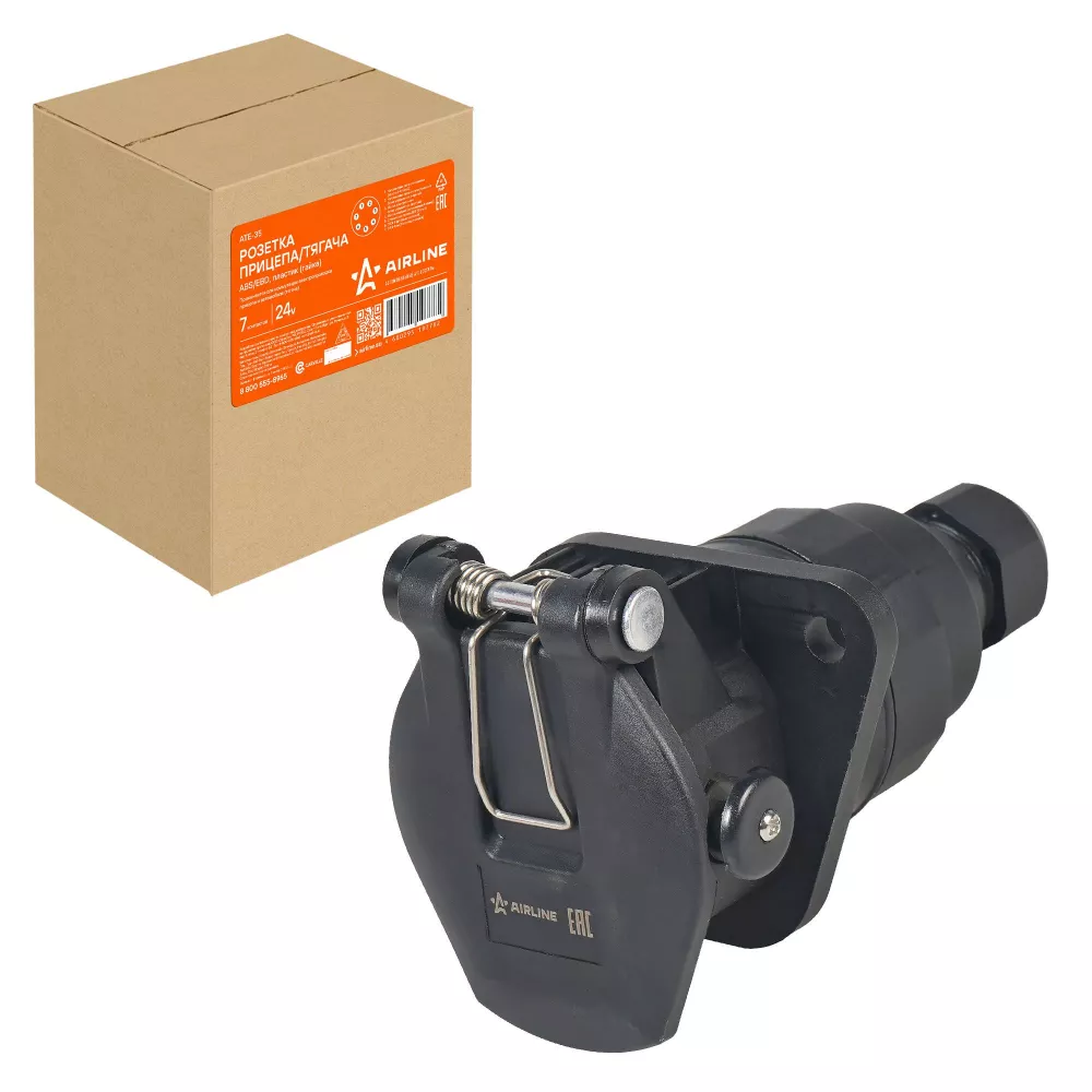 Розетка прицепа/тягача 24В ABS/EBS 7 контактов пластик (гайка) - Артикул ATE35 - Производитель Airline - Фото, Отзывы, Цены 
