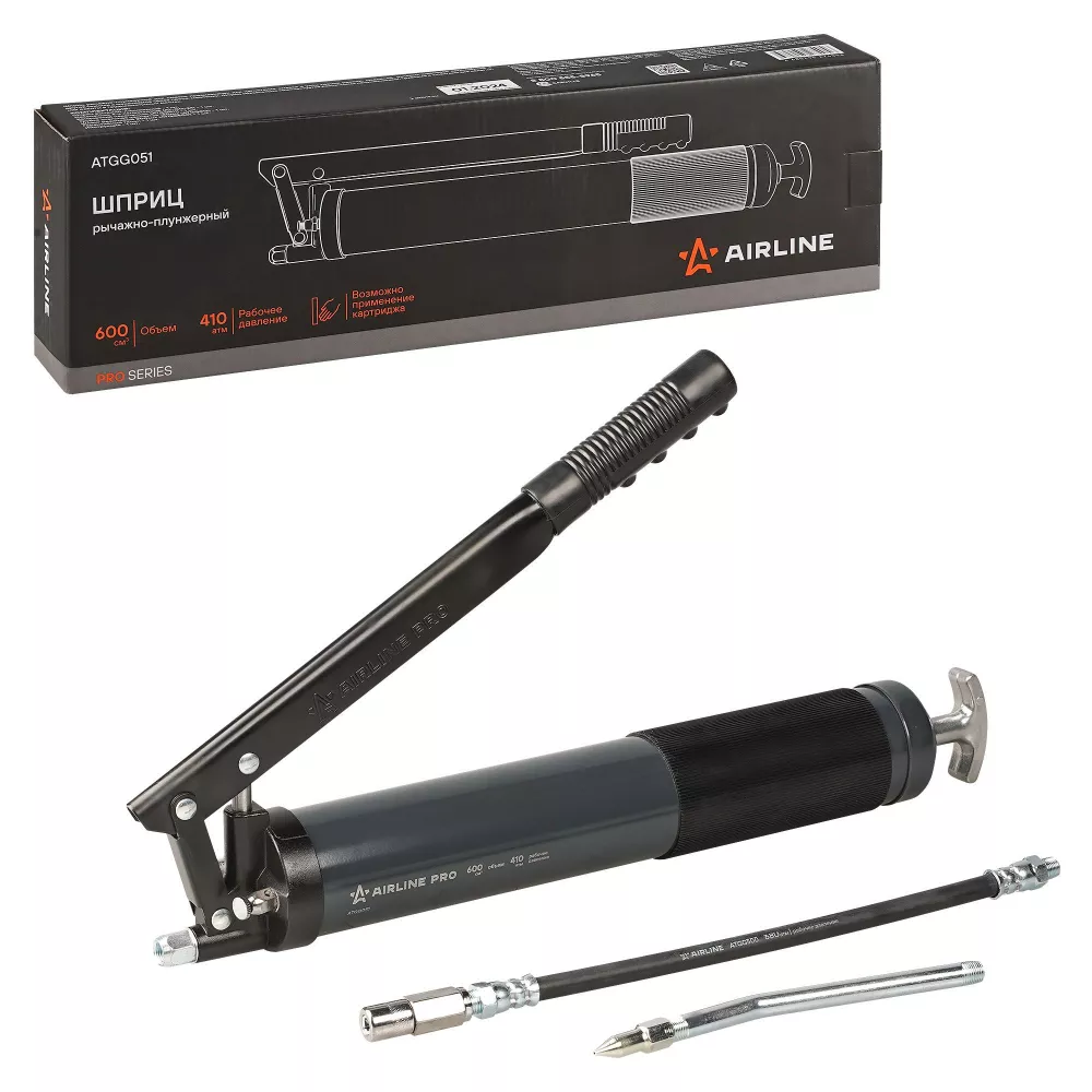 Шприц рычажно-плунжерный 600см3 PRO, клапан уд. воздуха (возможно примен. картриджа) - Артикул ATGG051 - Производитель Airline - Фото, Отзывы, Цены 