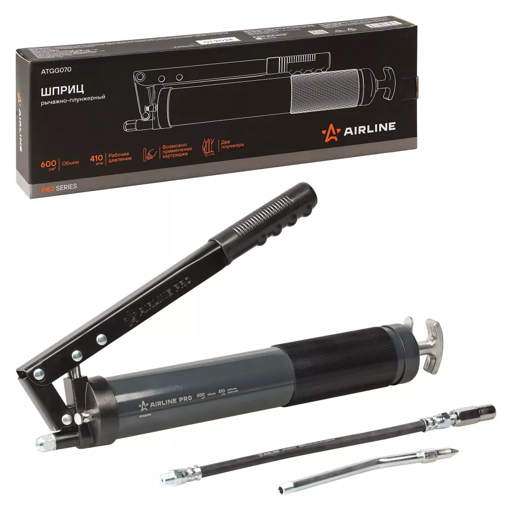 Шприц двухплунжерный 600см3 PRO, клапан уд. воздуха (возможно примен. картриджа) - Артикул ATGG070 - Производитель Airline - Фото, Отзывы, Цены 