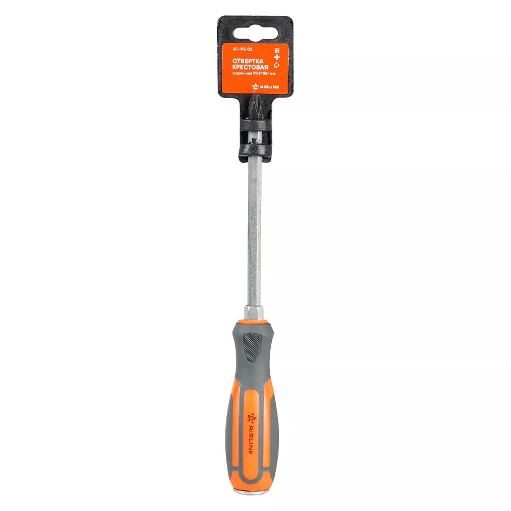 Отвертка крестовая PH3х150мм усиленная, магнитный наконечник, пласт.подвес - Артикул ATIP303 - Производитель Airline - Фото, Отзывы, Цены 