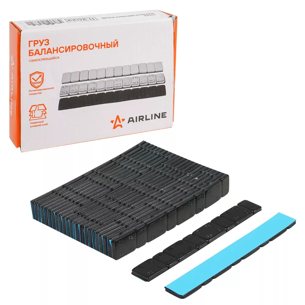 Груз балансировочный самоклеящийся стальной 4*5гр/4*10гр, 50 шт., черный - Артикул ATRK188 - Производитель Airline - Фото, Отзывы, Цены 