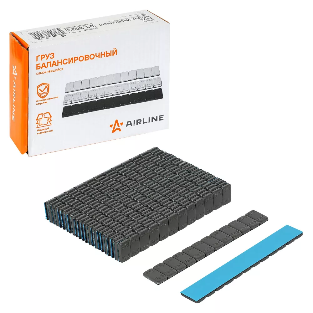 Груз балансировочный самоклеящийся стальной 12*5гр, 50 шт., темно-серый (графит) - Артикул ATRK205 - Производитель Airline - Фото, Отзывы, Цены 