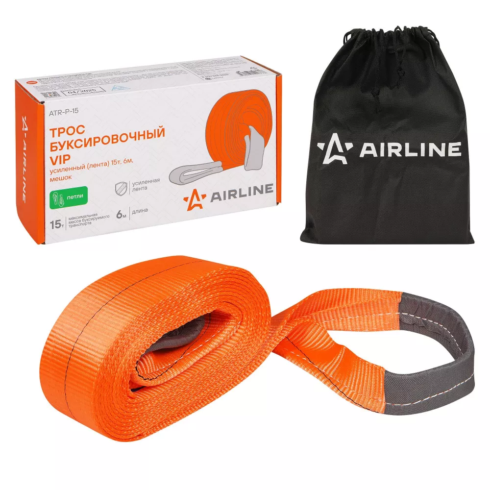 Трос VIP буксировочный усиленный (лента) 15т, 6м, без крюков, мешок - Артикул ATRP15 - Производитель Airline - Фото, Отзывы, Цены 