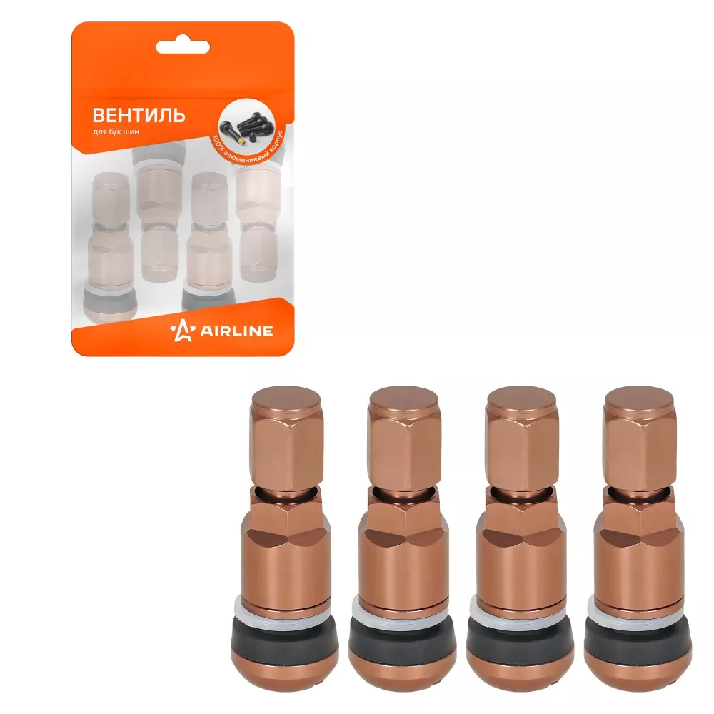 Вентиль для б/к шин MS525BR, бронзовый, алюминий, 4 шт - Артикул ATRV525BR01 - Производитель Airline - Фото, Отзывы, Цены 
