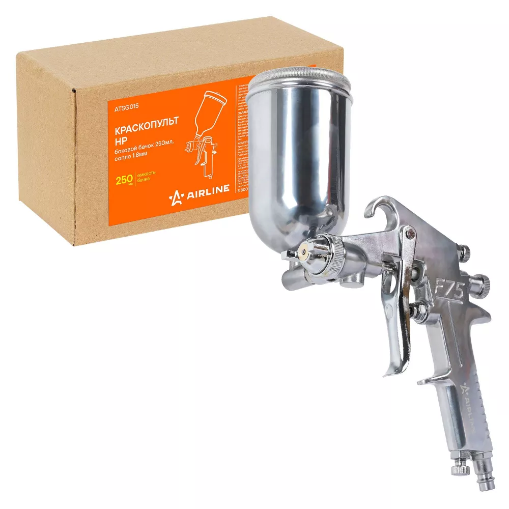 Краскопульт HP, боковой бачок 250мл, сопло 1.8мм - Артикул ATSG015 - Производитель Airline - Фото, Отзывы, Цены 
