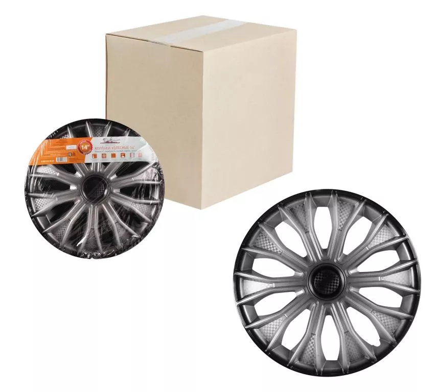 Колпаки колесные 14 Волтек +, серебристо-черный, карбон, компл. 2 шт. - Артикул AWCC1415 - Производитель Airline - Фото, Отзывы, Цены 