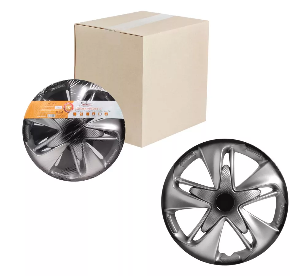 Колпаки колесные 15" "Супер Астра +", серебристо-черный, карбон, компл. 2 шт. - Артикул AWCC1525 - Производитель Airline - Фото, Отзывы, Цены 