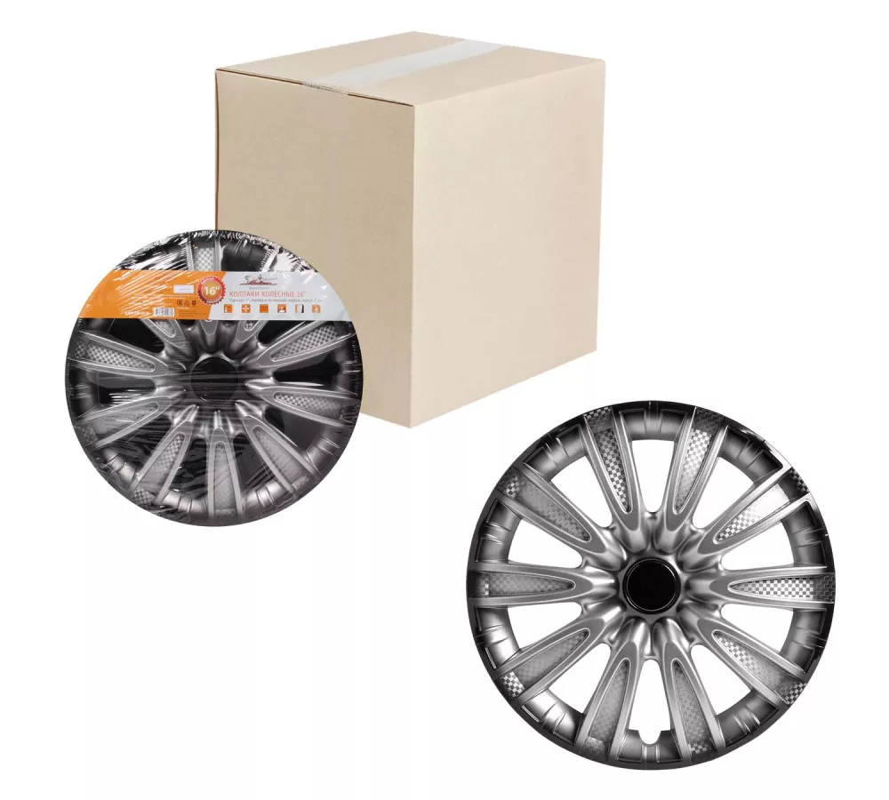 Колпаки колесные 16 Торнадо +, серебристо-черный, карбон, компл. 2 шт. - Артикул AWCC1630 - Производитель Airline - Фото, Отзывы, Цены 