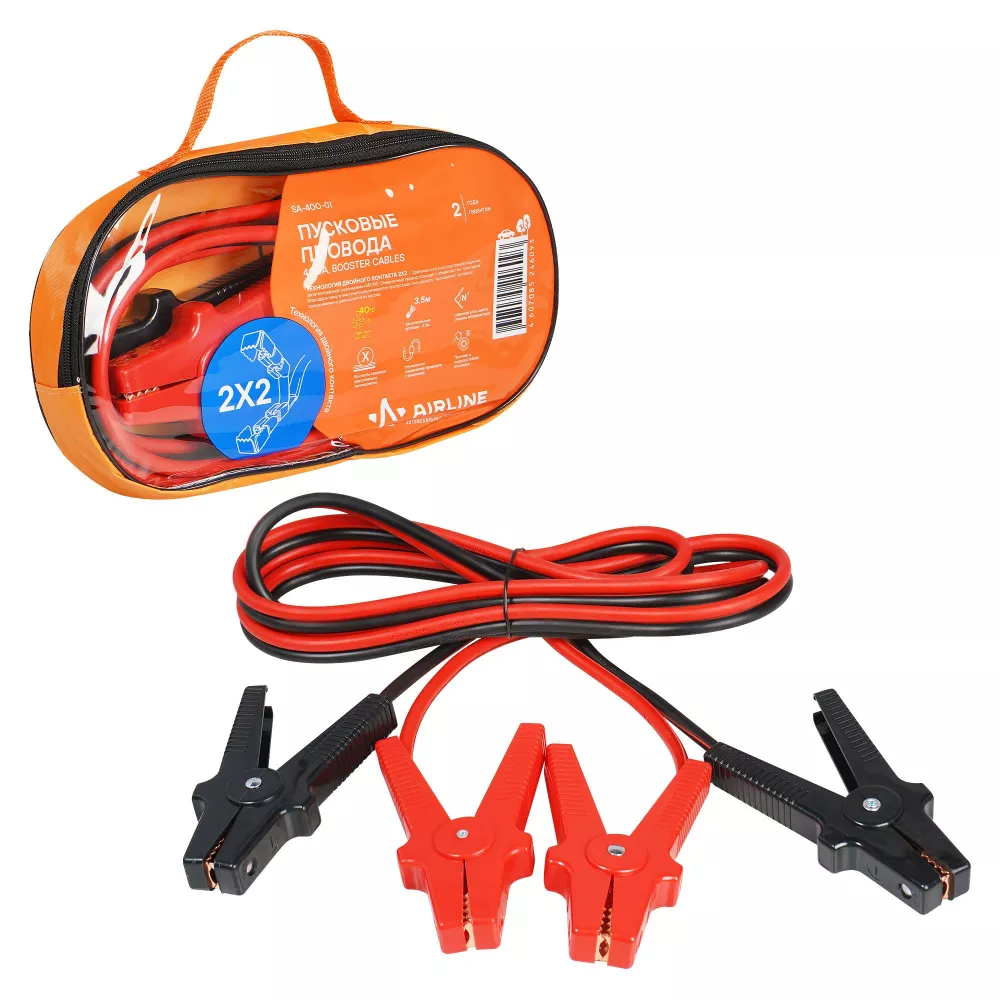Провода прикуривания 400А PRO (3,5м, 12/24В, сумка) - Артикул SA40001 - Производитель Airline - Фото, Отзывы, Цены 