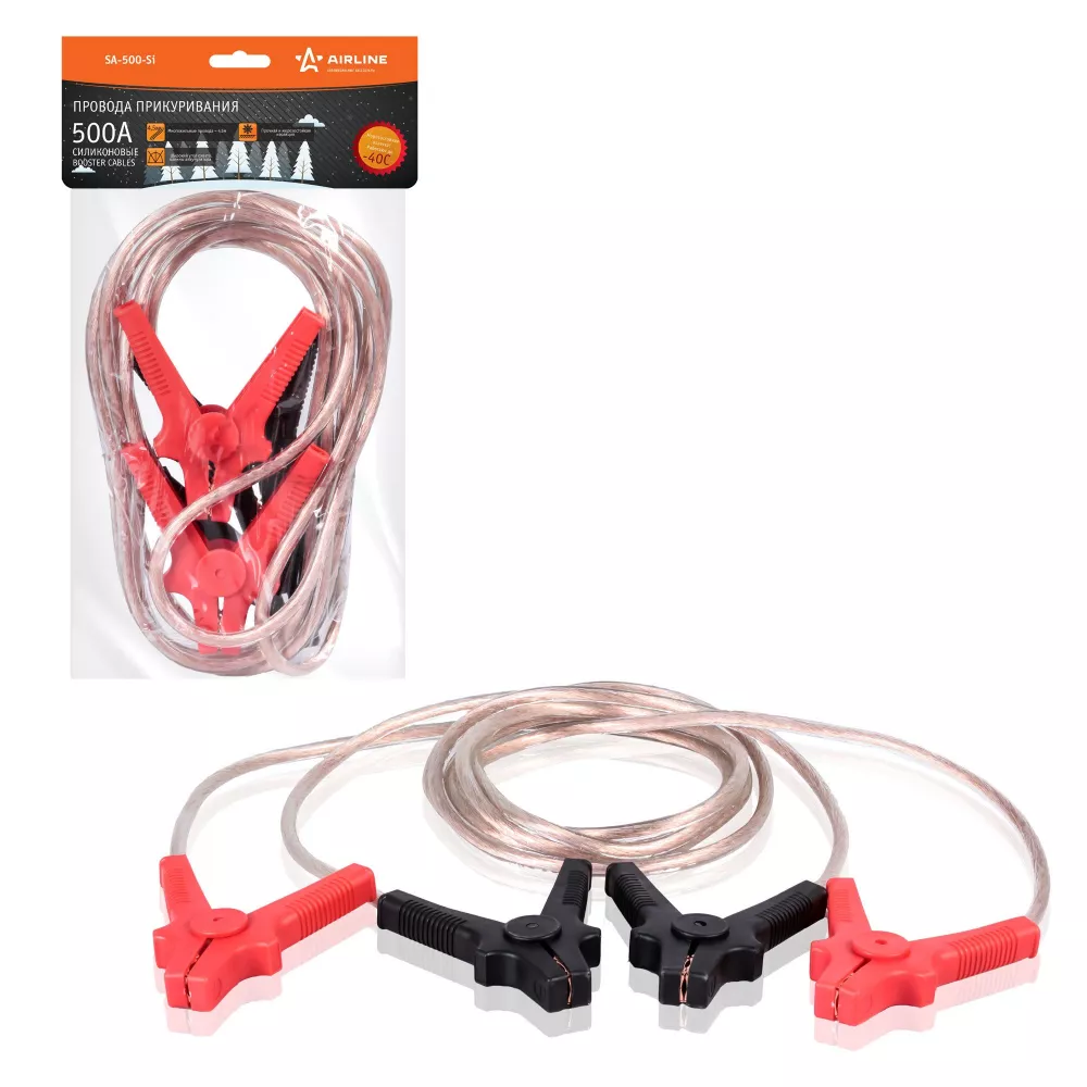 Провода прикуривания 500А (4,5м, 12/24В, силиконовые) - Артикул SA500SI - Производитель Airline - Фото, Отзывы, Цены 