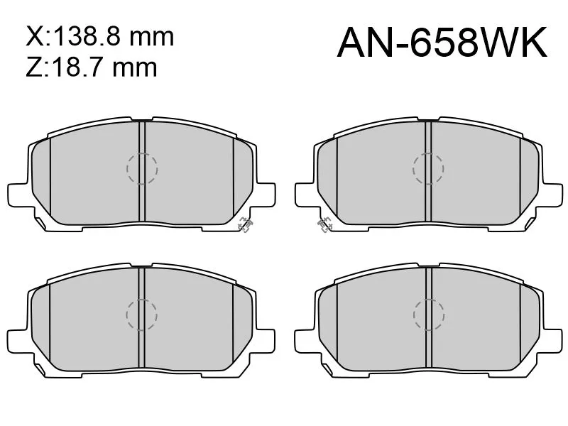 Колодки тормозные (Спереди) Toyota Highlander 00-07 / Kluger V 00-10 - Артикул AN658WK - Производитель Akebono - Фото, Отзывы, Цены 