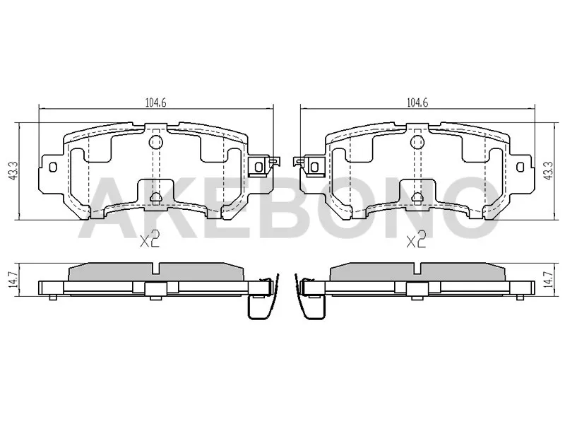Колодки тормозные (Сзади) Mazda CX-5 11-17 / CX-3 14 - Артикул AN784WK - Производитель Akebono - Фото, Отзывы, Цены 