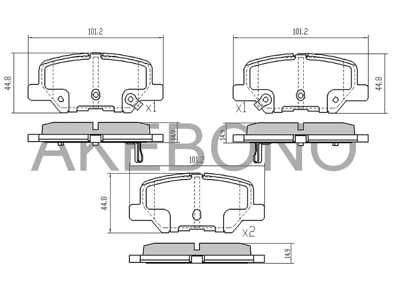 Колодки тормозные (Сзади) Mazda 6 12- / Mitsubishi ASX 10 - Артикул AN786WK - Производитель Akebono - Фото, Отзывы, Цены 