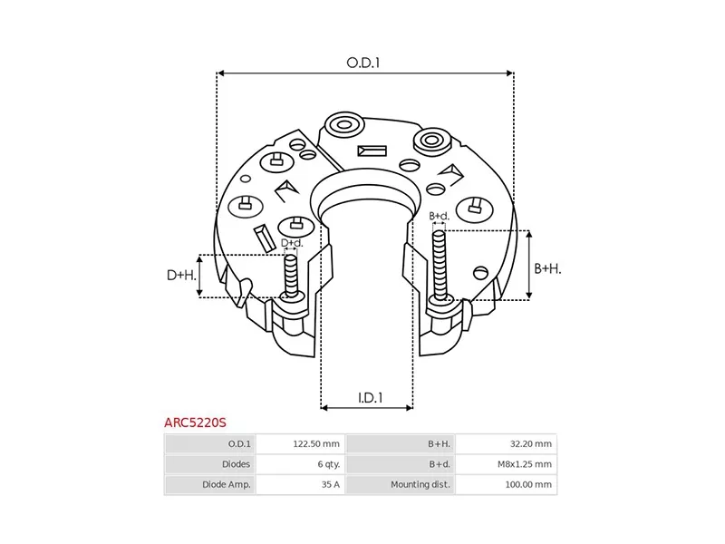 Диодный мост генератора MITSUBISHI PAJERO 2,8 TD 4M40 94-98 - Артикул ARC5220S - Производитель AS-PL - Фото, Отзывы, Цены 