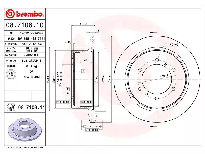 Диск тормозной (Сзади) Mitsubishi Delica 94-07 / Pajero 91-03 - Артикул 08710610 - Производитель Brembo - Фото, Отзывы, Цены 