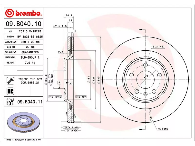 Диск тормозной (Сзади) Audi A4 08- / A5 07 - Артикул 09B04011 - Производитель Brembo - Фото, Отзывы, Цены 
