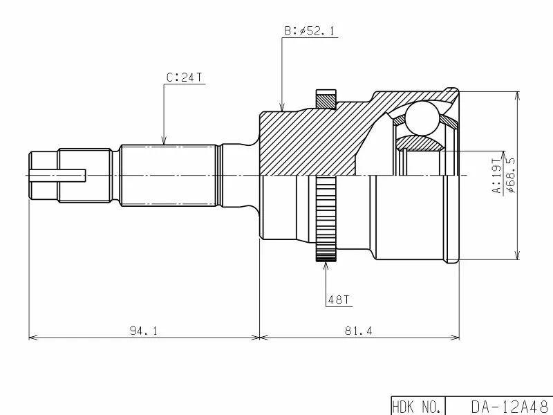 Шрус (Спереди/ Наруж) Daihatsu Terios 97-06 / Toyota Cami 99-06 - Артикул DA012A48 - Производитель Hdk - Фото, Отзывы, Цены 