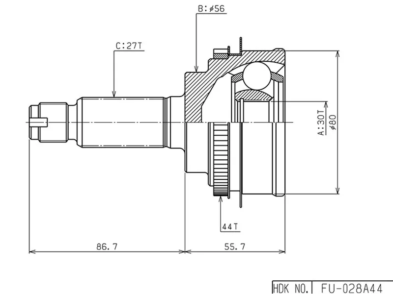 Шрус (Спереди/ Наруж) Subaru Impreza 00-07 - Артикул FU028A44 - Производитель Hdk - Фото, Отзывы, Цены 