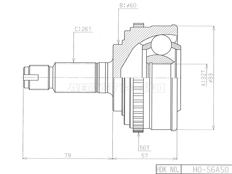 Шрус (Спереди/ Наруж) Honda CR-V 95-06 - Артикул HO056A50 - Производитель Hdk - Фото, Отзывы, Цены 